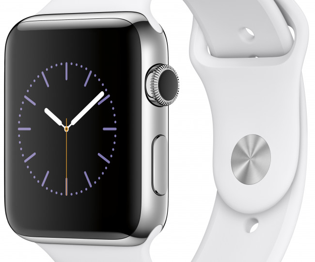 Carcasă din oțel inoxidabil de 42 mm Apple Watch seria 2 cu bandă sport albă (MNPR2) 5/5 folosit + buclă milaneză nouă ca CADOU