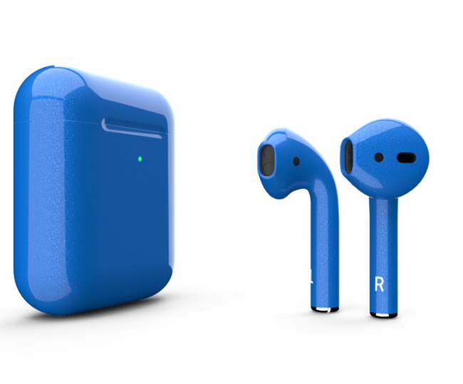 Наушники Apple AirPods 2 MRXJ2 с беспроводной зарядкой Blue Gloss (Синие глянцевые)