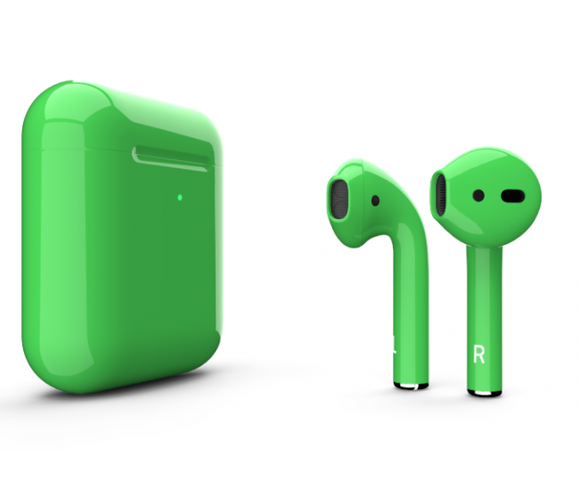 Наушники Apple AirPods 2 MRXJ2 с беспроводной зарядкой Lime Green Gloss (Зеленые глянцевые)