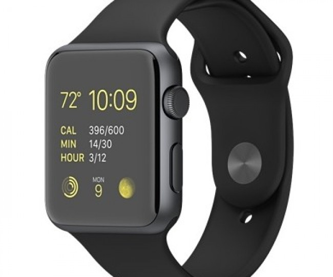 Carcasă din aluminiu gri spațial de 42 mm Apple Watch Sport cu bandă sport neagră (MJ3T2) 5/5 folosit