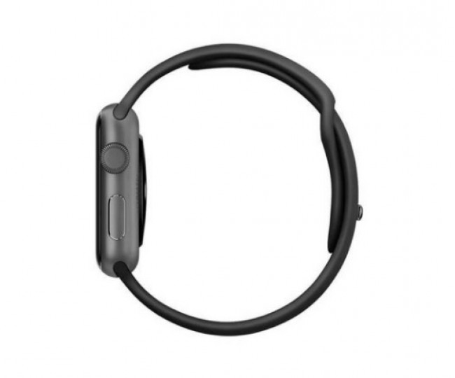 Carcasă Apple Watch Series 3 de 38 mm, gri spațial, din aluminiu, cu bandă sport neagră (MQKV2)