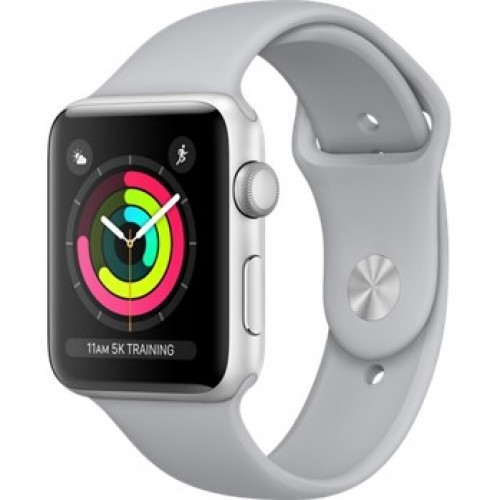 Carcasă din aluminiu argintiu Apple Watch Series 3 de 42 mm cu bandă sport ceață (MQL02)