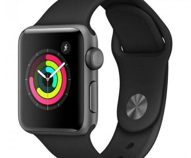 Apple Watch Series 3 GPS 42 mm Carcasă din aluminiu gri spațial cu bandă sport neagră MTF32 bu
