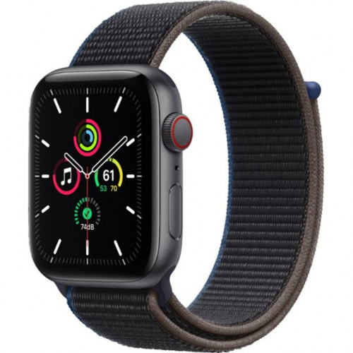 Carcasă Apple Watch SE GPS + Cellular de 44 mm din aluminiu gri spațial cu sport L. de cărbune (MYEU2/MYF12)