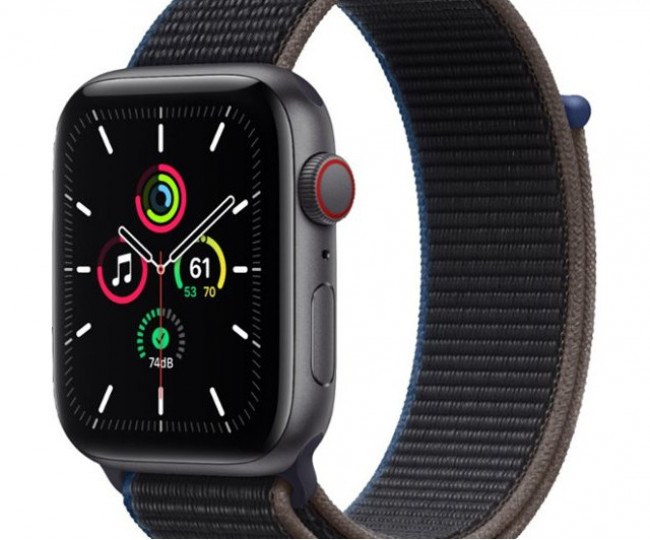 Carcasă Apple Watch SE GPS + Cellular de 44 mm din aluminiu gri spațial cu sport L. de cărbune (MYEU2/MYF12)