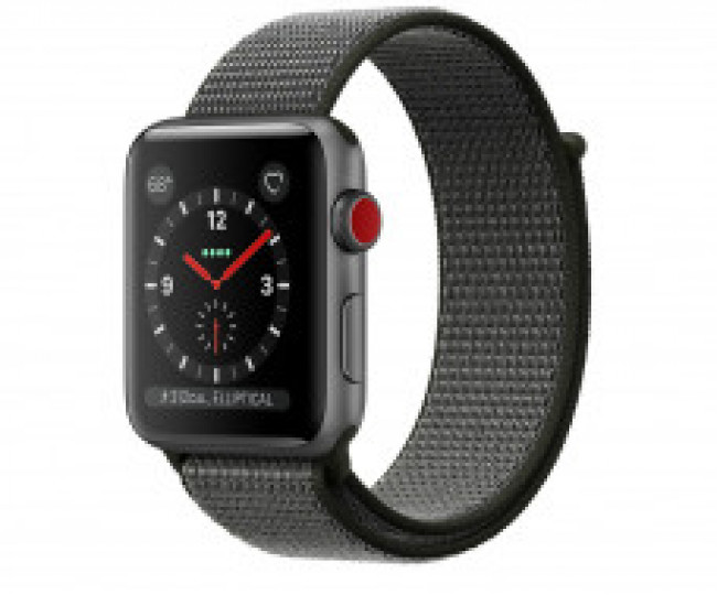 Carcasă din aluminiu gri Apple Watch Series 3 de 42 mm cu buclă sport de culoare măsliniu închis (MQK62)