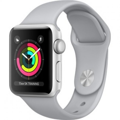 Carcasă din aluminiu argintiu Apple Watch Series 3 de 38 mm cu bandă sport ceață (MQKU2)