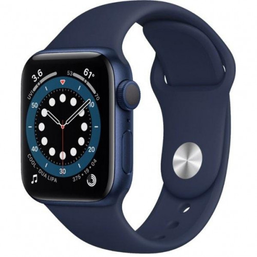Carcasă din aluminiu albastru pentru Apple Watch 6 de 40 mm cu GPS. Bandă sport Deep Navy (MG143) folosită