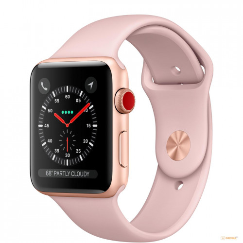 Carcasă din aluminiu auriu Apple Watch Series 3 de 38 mm cu bandă sport cu nisip roz (MQJQ2)