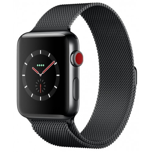 Apple Watch Series 3 42 mm GPS + celule din oțel inoxidabil negru spațial cu bandă sport neagră (MR1V2)