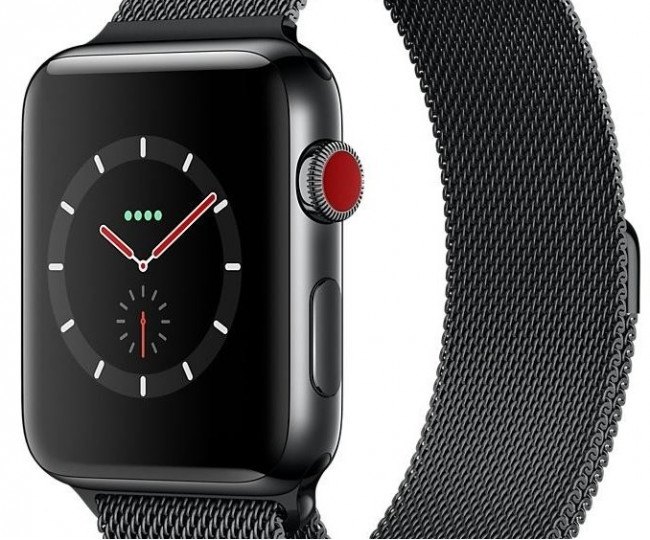 Apple Watch Series 3 42 mm GPS + celule din oțel inoxidabil negru spațial cu bandă sport neagră (MR1V2)