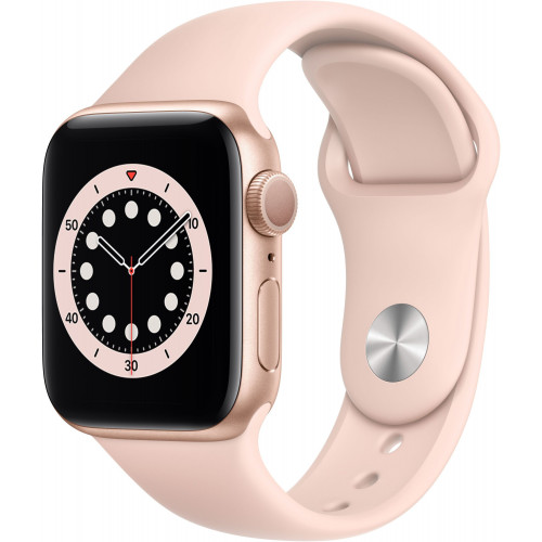 Carcasă din aluminiu auriu Apple Watch 6 de 40 mm cu bandă sport roz nisip (MG123LL)