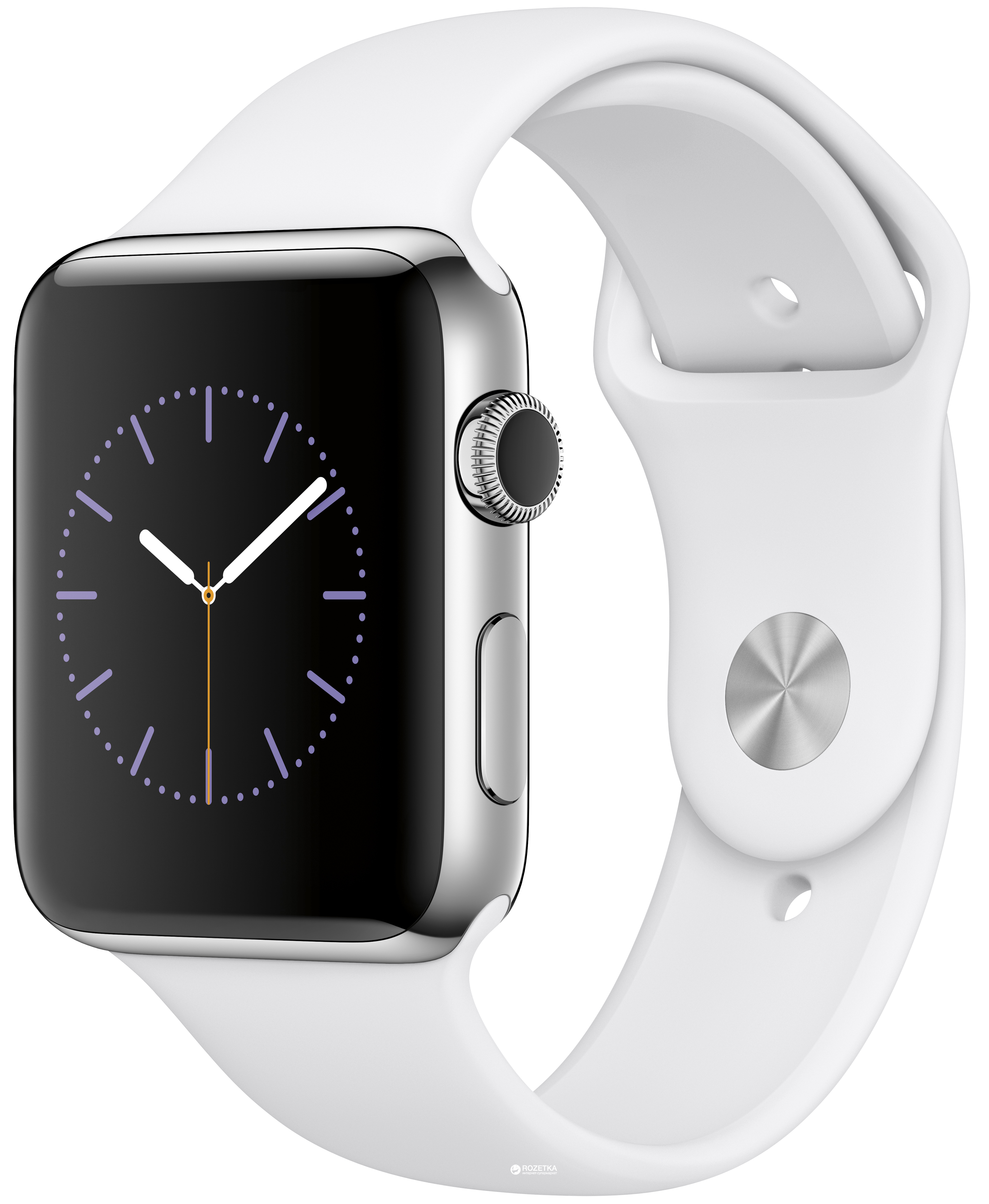 Carcasă din oțel inoxidabil de 42 mm Apple Watch seria 2 cu bandă sport albă (MNPR2) 5/5 folosit + buclă milaneză nouă ca CADOU