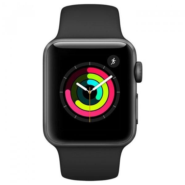 Apple Watch Series 3 GPS 42 mm Carcasă din aluminiu gri spațial cu bandă sport neagră MTF32 bu