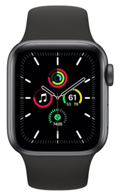 Carcasă Apple Watch SE GPS + Cellular de 44 mm din aluminiu gri spațial cu sport L. de cărbune (MYEU2/MYF12)