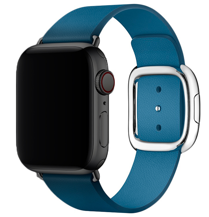 Apple Watch Series 2 de 42 mm din oțel inoxidabil negru spațial cu curea albastră cu cataramă folosită