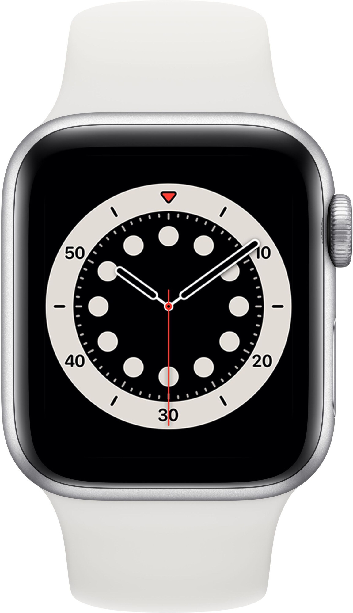 Carcasă din aluminiu argintiu GPS Apple Watch 6 de 40 mm cu. Bandă sport albă (MG283) folosită