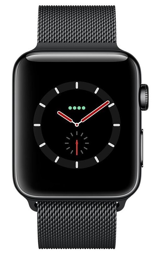 Apple Watch Series 3 42 mm GPS + celule din oțel inoxidabil negru spațial cu bandă sport neagră (MR1V2)