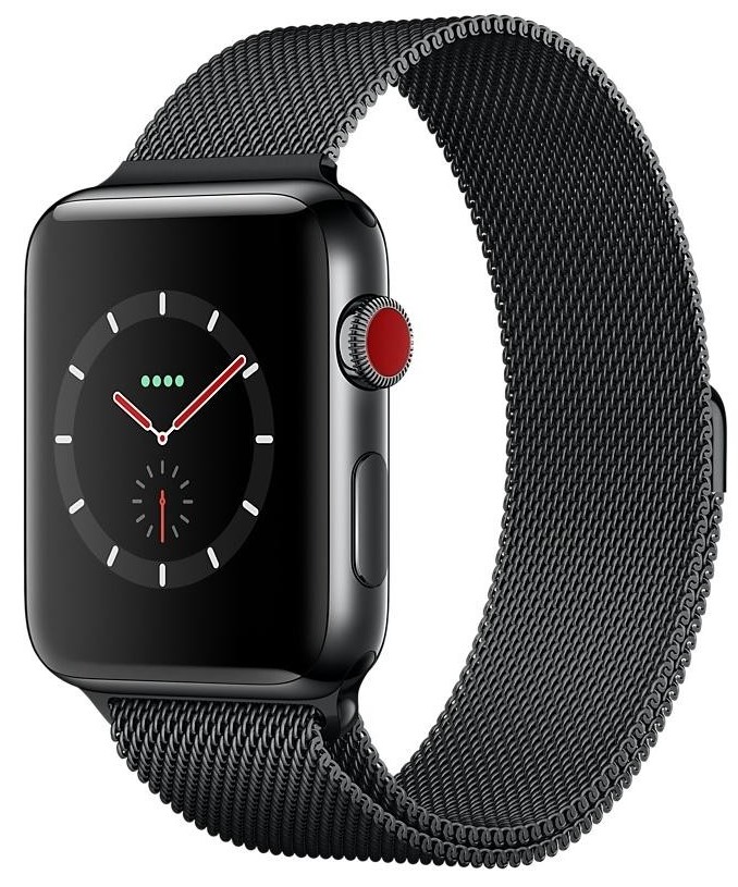 Apple Watch Series 3 42 mm GPS + celule din oțel inoxidabil negru spațial cu bandă sport neagră (MR1V2)